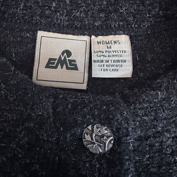 Eastern Mountain Sports Dark Gray Cardigan Sweater Metal Flower Buttons Size M - Picture 4 of 6